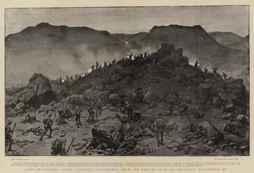 Lord Methuens erster Sieg, Panoramablick auf die Schlacht von Belmont, 28. November